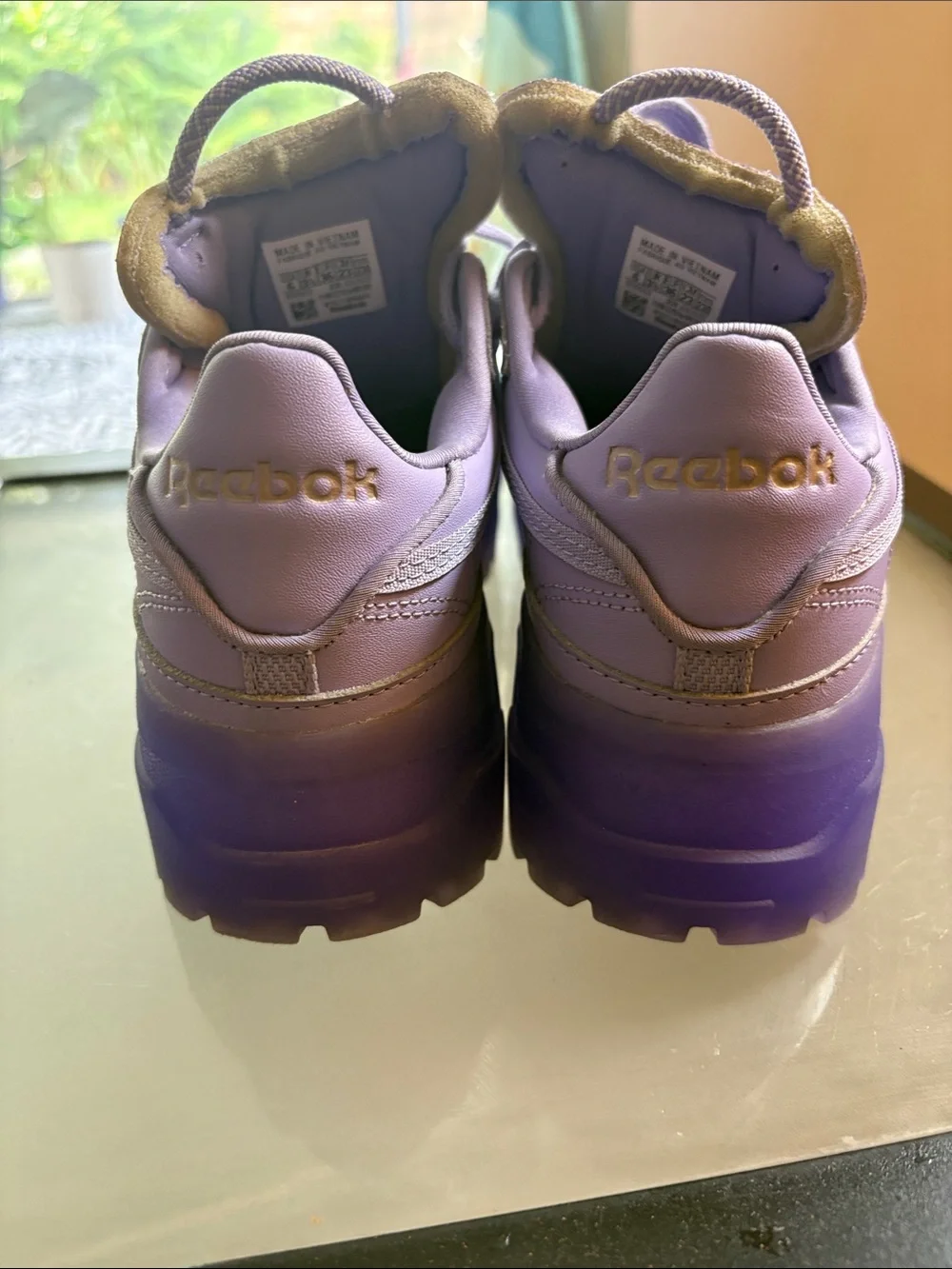Reebok Cardi B  Women's Lavender Lilac Platform Sneakers